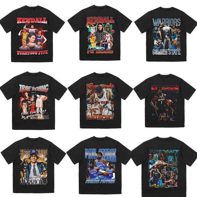 NBA Star Retro T-Shirt - Curry Kobe Morant Rose