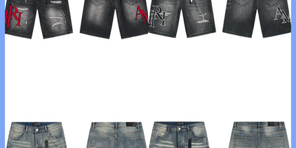 Men's Trendy Ink Print Ripped Denim Shorts