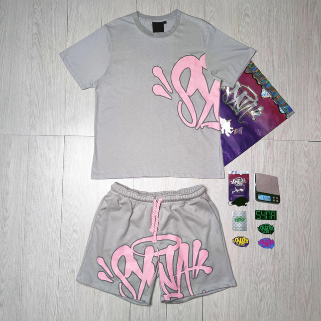 High Quality Syna Hip Hop Foam Print T-Shirt Set