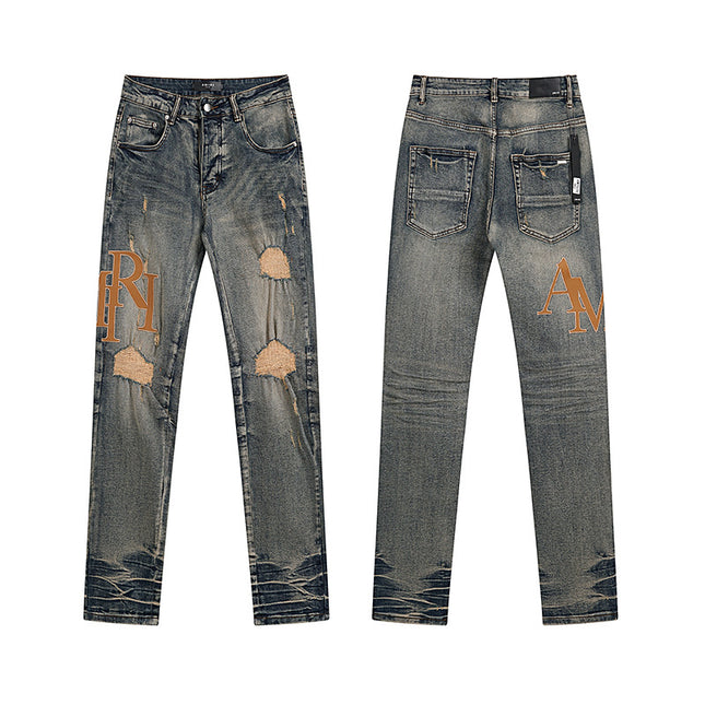 High Street Ripped Vintage Straight Jeans