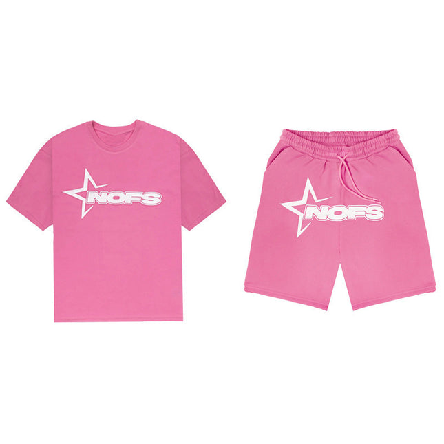 Summer Unisex Hip Hop Punk Print Shorts Set