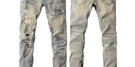 vintage hole slim stretch jeans