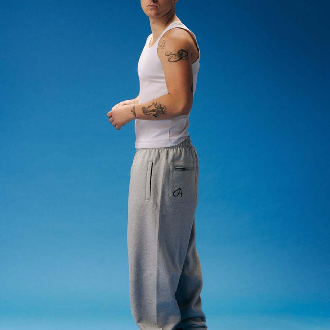 Double Waist Embroidery Folding Sweatpants for Couples