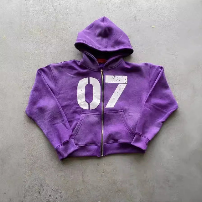 07 Trendy Street Zipper Hooded Pants Set