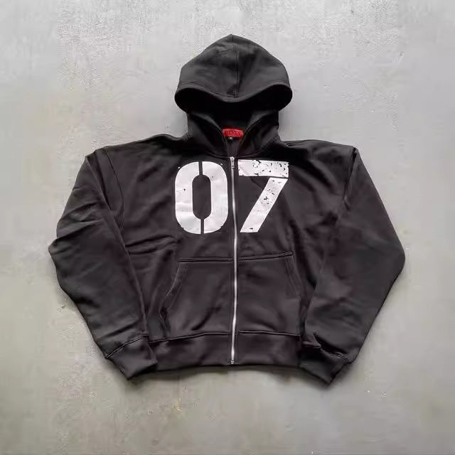 07 Trendy Street Zipper Hooded Pants Set