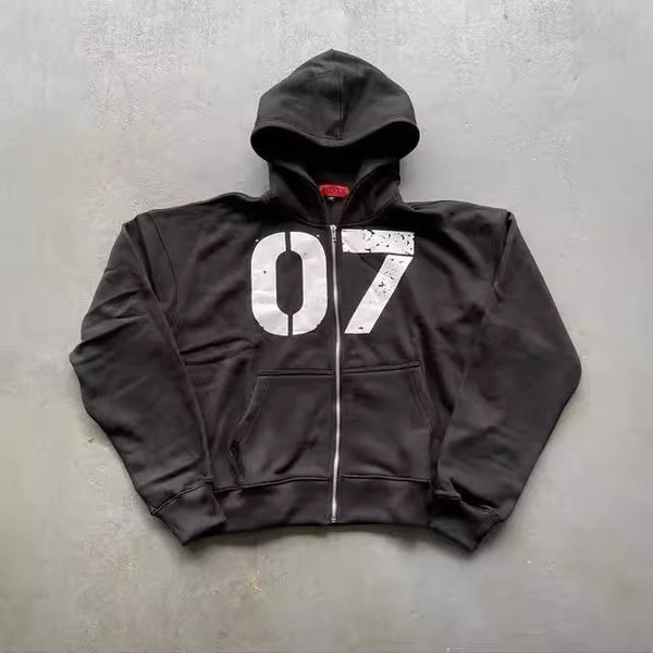 07 Trendy Street Zipper Hooded Pants Set