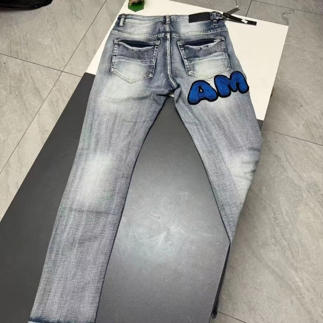 Casual Ripped Jeans embroidered letters