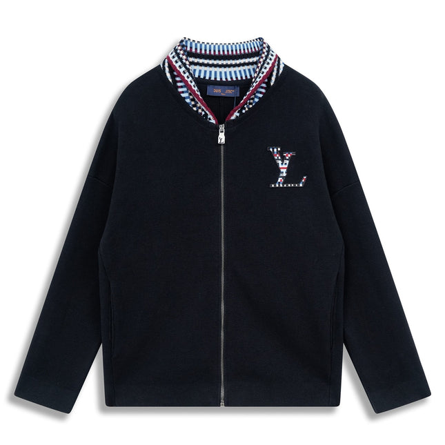 Correct version 25ss donkey family autumn and winter new four-leaf checkerboard letter logo jacquard wool knitwear sweater