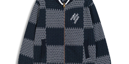 Correct version 25ss donkey family autumn and winter new four-leaf checkerboard letter logo jacquard wool knitwear sweater