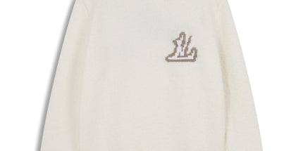 Correct version 25ss donkey family autumn and winter new four-leaf checkerboard letter logo jacquard wool knitwear sweater