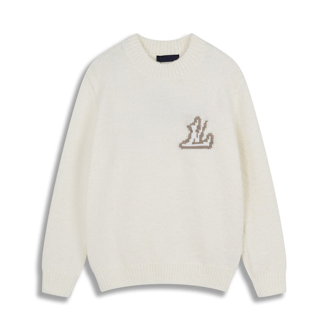 Correct version 25ss donkey family autumn and winter new four-leaf checkerboard letter logo jacquard wool knitwear sweater
