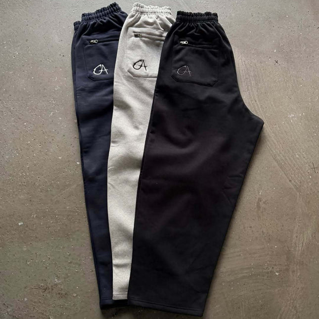 Double Waist Embroidery Folding Sweatpants for Couples