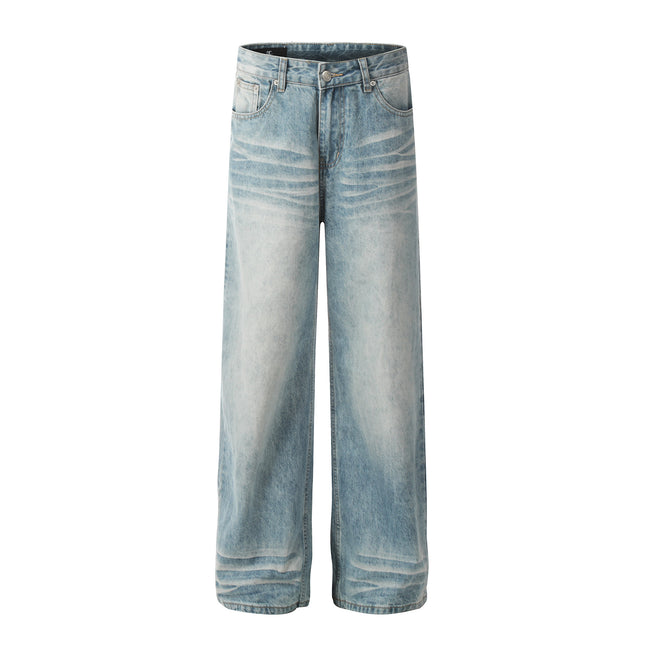 G6465 Vintage Loose Trend Men's Street Nostalgia Port Feng Wash Design High Men's and Women's Denim Pants