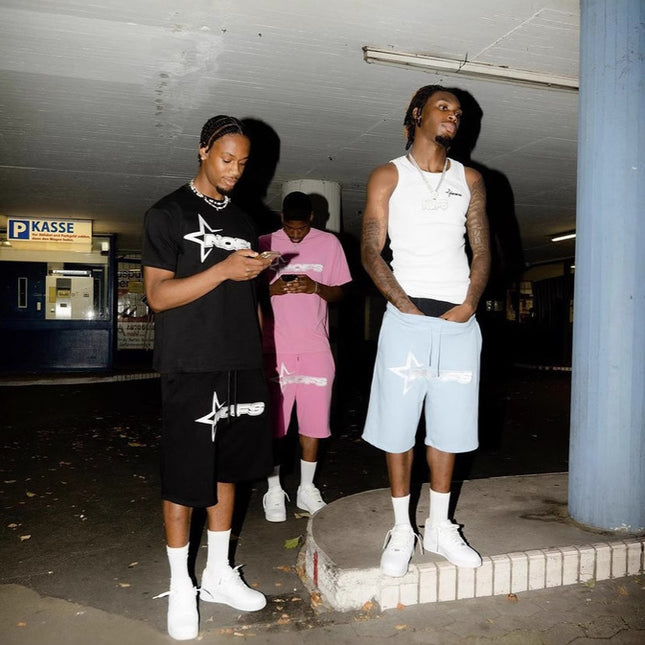 Summer Unisex Hip Hop Punk Print Shorts Set