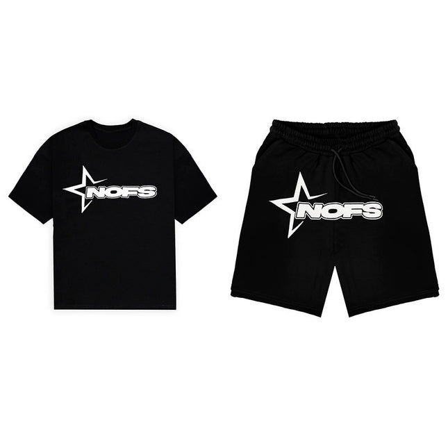 Summer Unisex Hip Hop Punk Print Shorts Set