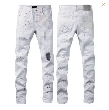 vintage hole slim stretch jeans