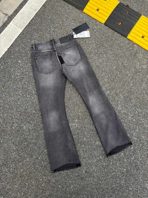 Ripped jeans patch flare washed zipper