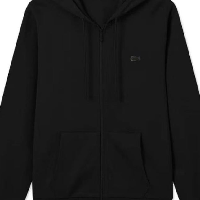 Red mouth embroidered hooded zip sweatshirt men's casual jacket