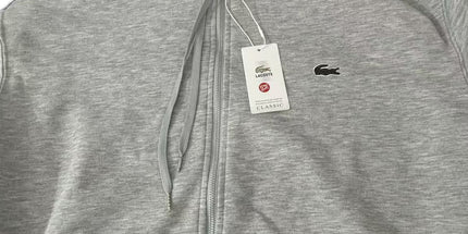 Red mouth embroidered hooded zip sweatshirt men's casual jacket