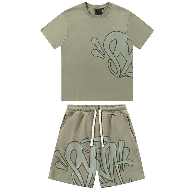 High Quality Syna Hip Hop Foam Print T-Shirt Set