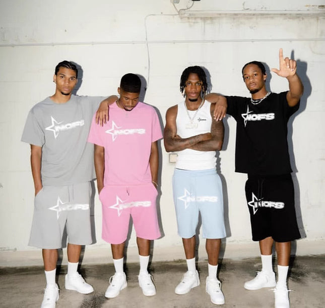 Summer Unisex Hip Hop Punk Print Shorts Set
