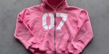 07 Trendy Street Zipper Hooded Pants Set