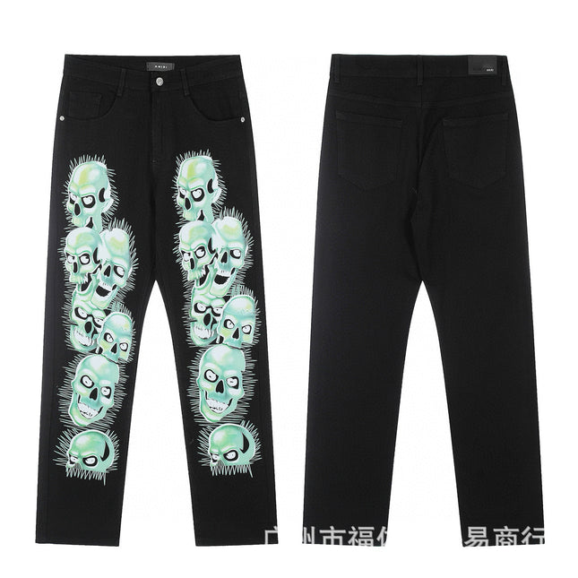 Punk Retro Blue Ripped Slim Stretch Men's Jeans