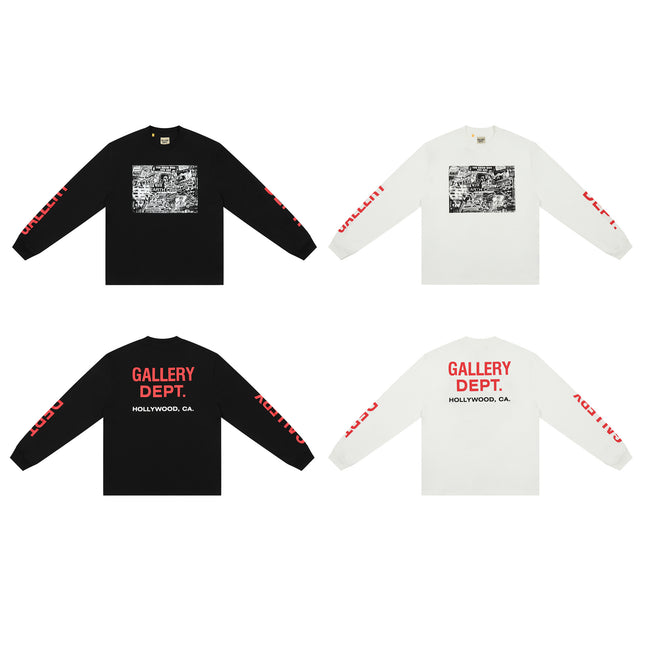 GALLERY DEPT Cotton Loose Long Sleeve Letter Tee