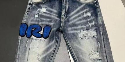 Casual Ripped Jeans embroidered letters