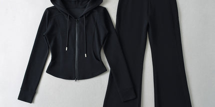 Women’s Zip Hoodie and Flared Pants Set