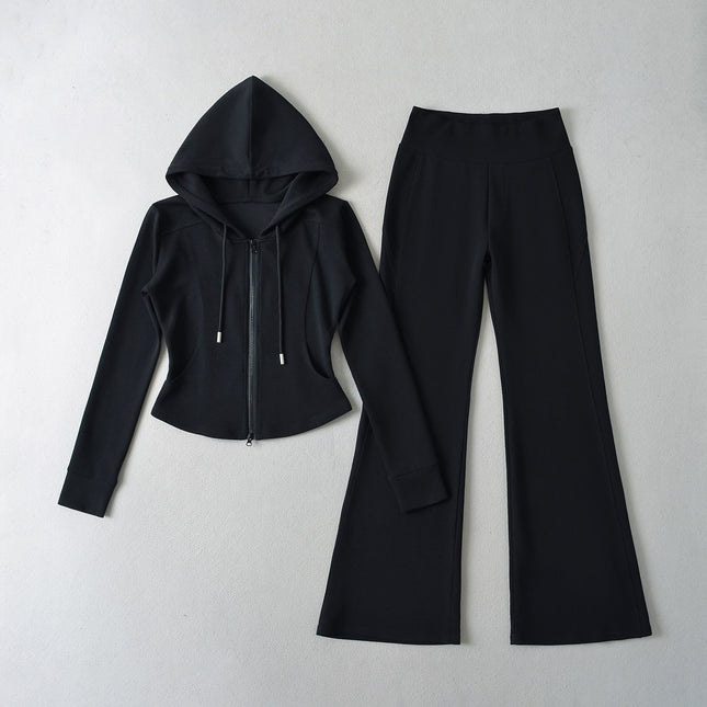 Women’s Zip Hoodie and Flared Pants Set