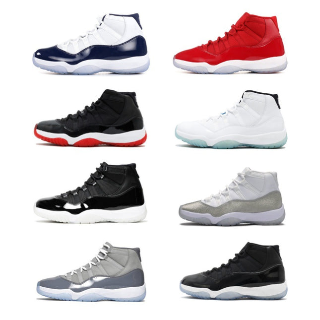 Collage of various high-top sneakers in different colors on a white background