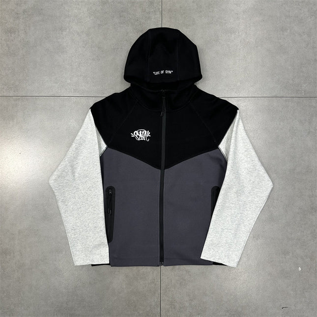 Contrast Stitch Hooded Cardigan Set