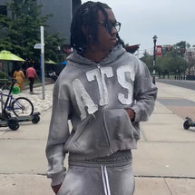 zipper hooded tracksuit