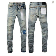 vintage hole slim stretch jeans