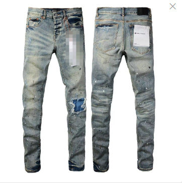 vintage hole slim stretch jeans