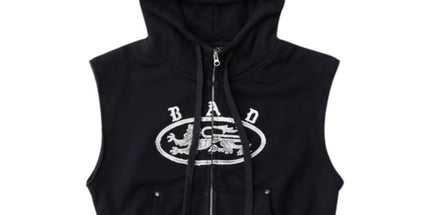 Badblood American vintage tie-dye zipper hooded vest casual loose cropped pants men's and women's street suits trendy