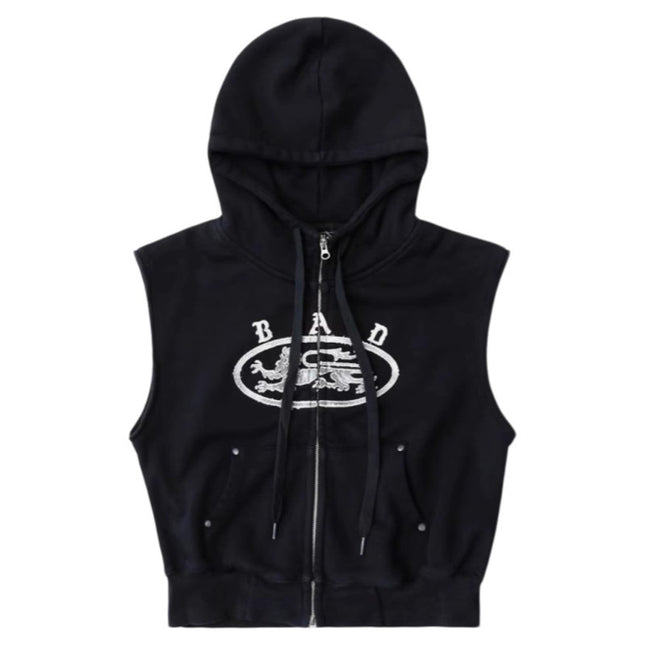 Badblood American vintage tie-dye zipper hooded vest casual loose cropped pants men's and women's street suits trendy