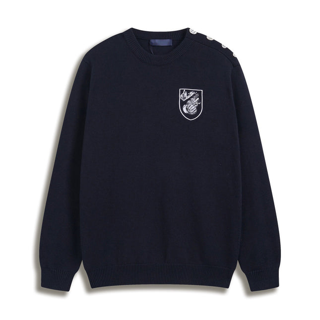 Correct version 25ss donkey family autumn and winter new four-leaf checkerboard letter logo jacquard wool knitwear sweater