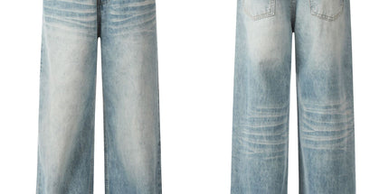 G6465 Vintage Loose Trend Men's Street Nostalgia Port Feng Wash Design High Men's and Women's Denim Pants