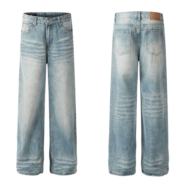 G6465 Vintage Loose Trend Men's Street Nostalgia Port Feng Wash Design High Men's and Women's Denim Pants
