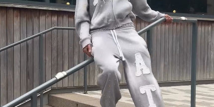 zipper hooded tracksuit