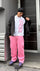 M / Pink trouser embroidery (002 with hat cord)