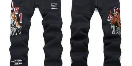 Punk Retro Blue Ripped Slim Stretch Men's Jeans