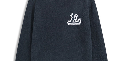 Correct version 25ss donkey family autumn and winter new four-leaf checkerboard letter logo jacquard wool knitwear sweater