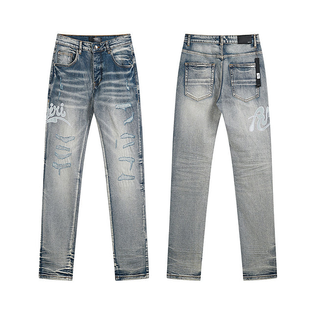 High Street Ripped Vintage Straight Jeans