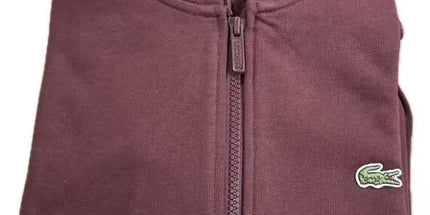Red mouth embroidered hooded zip sweatshirt men's casual jacket