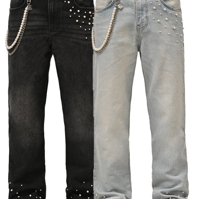 Straight-Leg Stretch Denim Jeans