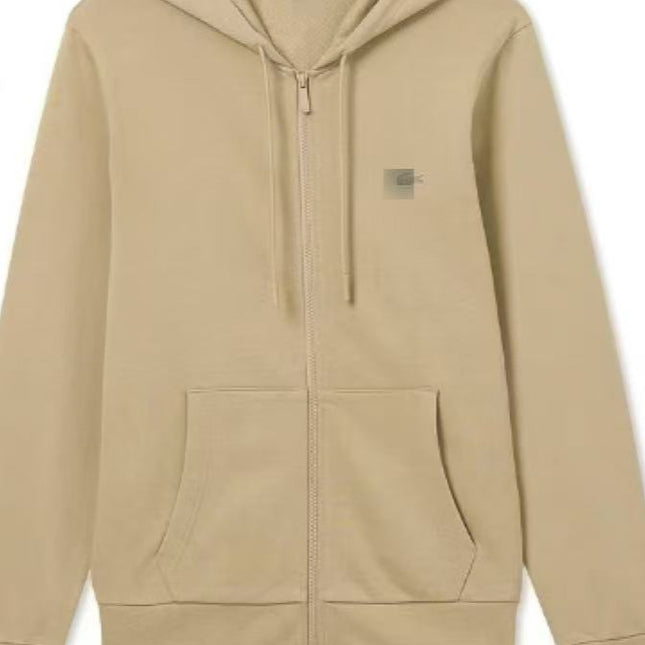 Red mouth embroidered hooded zip sweatshirt men's casual jacket
