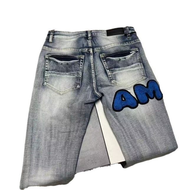 Casual Ripped Jeans embroidered letters